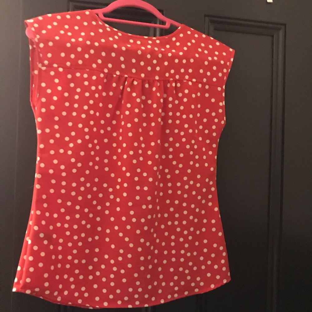 The Limited Coral & White Polka Dot Top - Picture 3 of 5